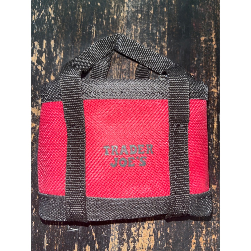 Trader Joe's Reusable Grocery Bag Red Ripstop Foldable with Mini Tote Pouch